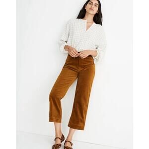 Madewell Slim Emmett Wide-Leg Crop Antique Gold Corduroy Pant